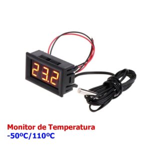 Monitor Temperatura -50 110 5v 12v Digital LED color ROJO panel NTC Termometro