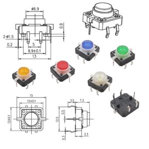 Pulsador interruptor momentaneo NO 12x12x7mm con LED BLANCO