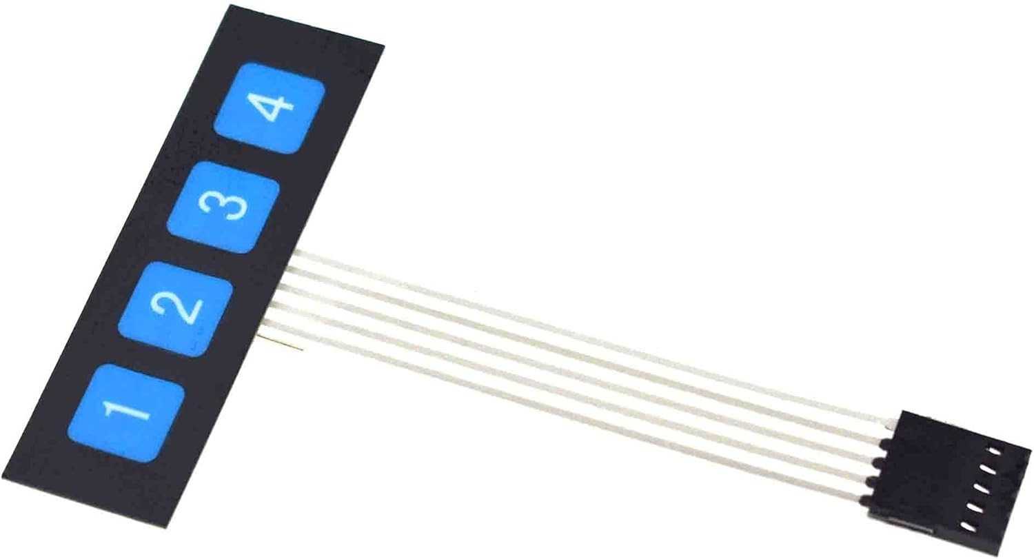 TECLADO MEMBRANA 1x4 teclas con adhesivo - Matrix Keypad Keyboard Key Arduino