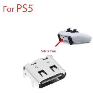 CONECTOR DE CARGA USB TIPO C PARA MANDO DE SONY PLAYSTATION 5 PS5 SILVER PINS