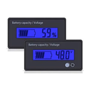 Medidor indicador capacidad / voltaje bateria 12V-84V litio plomo-acido Azul