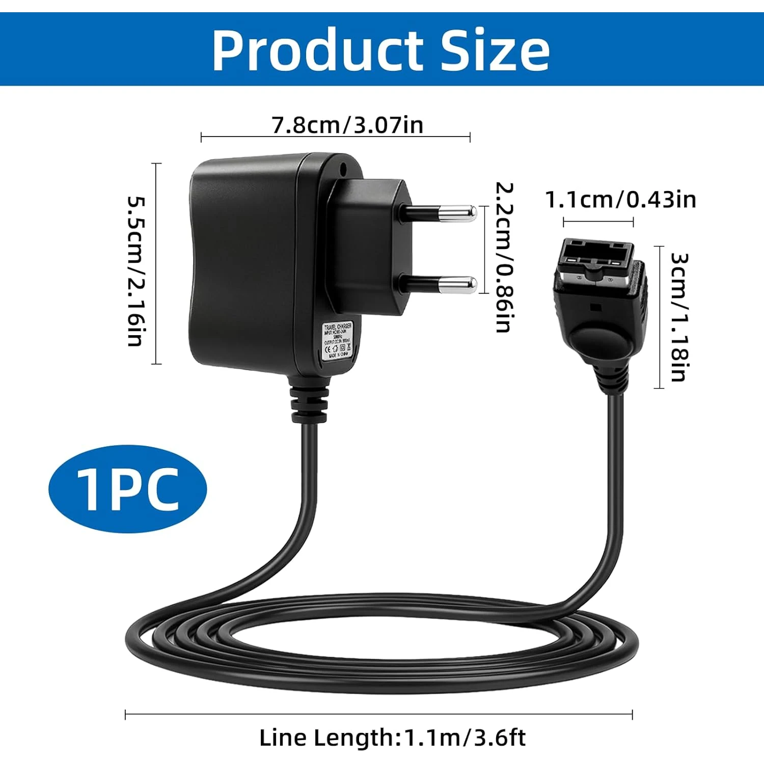 Cargador Cable Compatible Game Boy Advance SP y Nintendo DS 1ª Gen GBA SP 1.2m - Imagen 4