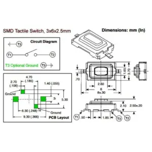 Microinterruptor Pulsador Táctil SMD 3x6x2.5 mm Rojo