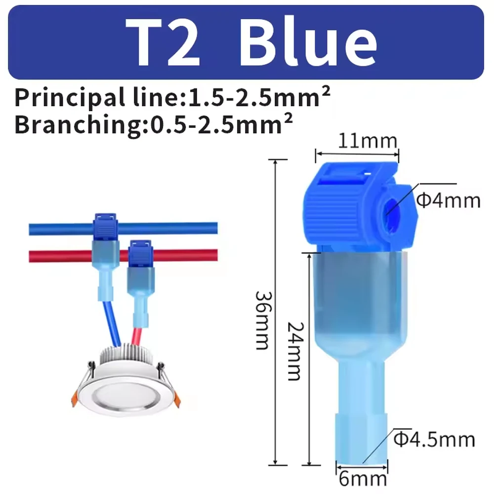 Conector de derivación rápida T2 azul 1.5 a 2.5 mm2 - Imagen 3