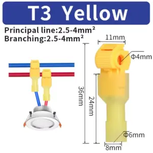 Conector de derivacion rapida T3 amarillo 2.0 a 4.0 mm2