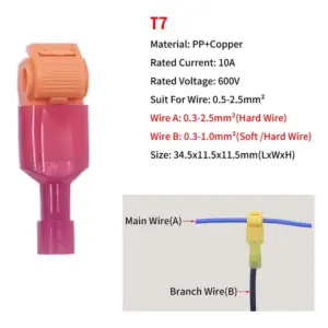 Conector de derivación rápida T7 naranja 0.3 a 2.5 mm2