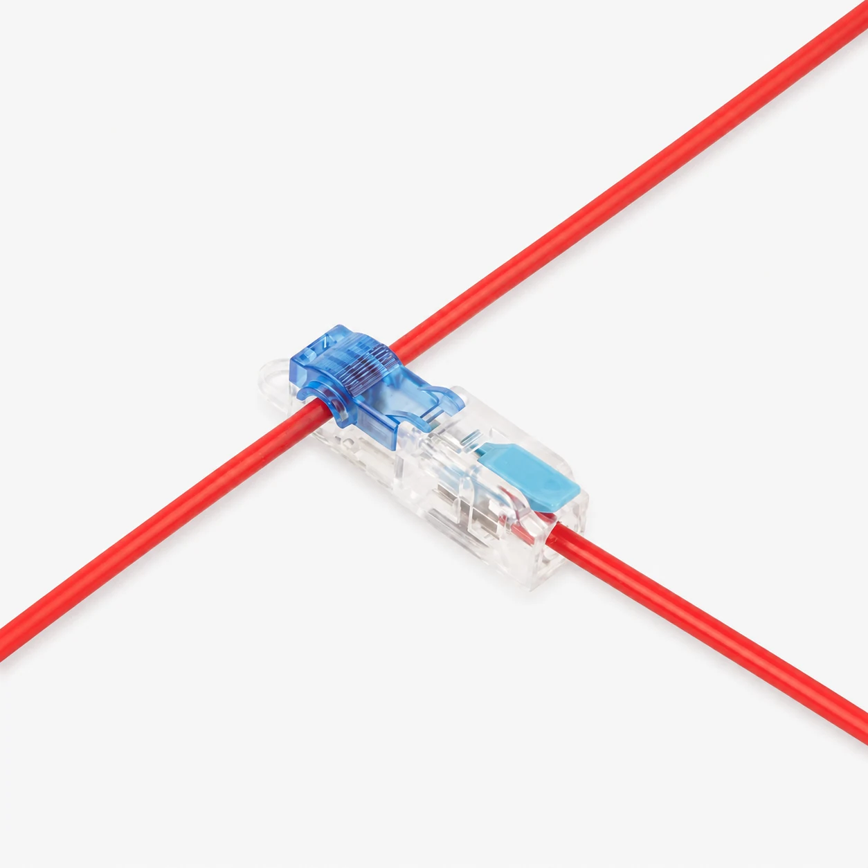Conector de derivación rápida T1 transparente con palanca azul 1.5 a 2.5 mm2