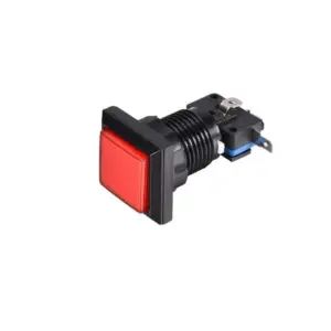 Pulsador Cuadrado Arcade Iluminado LED Rojo con Microinterruptor DIY