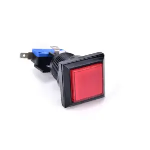 Pulsador Cuadrado Arcade Iluminado LED Rojo con Microinterruptor DIY
