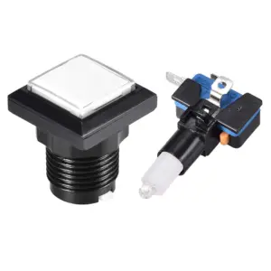 Pulsador Cuadrado Arcade Iluminado LED Blanco con Microinterruptor DIY