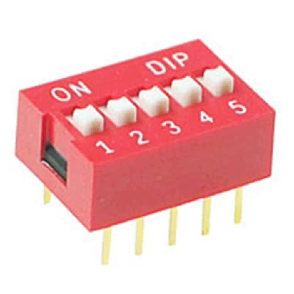 Interruptor DIP Switch 5 Posiciones | Paso 2.54mm | ON/OFF Rojo