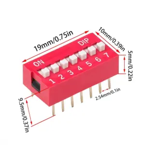 Interruptor DIP Switch 7 Posiciones | Paso 2.54mm | ON/OFF Rojo
