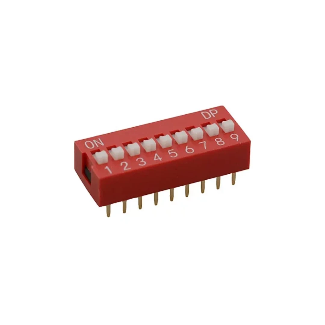 Interruptor DIP Switch 9 Posiciones | Paso 2.54mm | ON/OFF Rojo