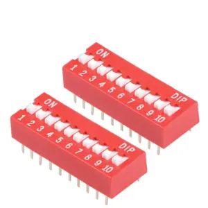 Interruptor DIP Switch 10 Posiciones | Paso 2.54mm | ON/OFF Rojo