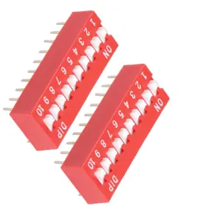 Interruptor DIP Switch 10 Posiciones | Paso 2.54mm | ON/OFF Rojo