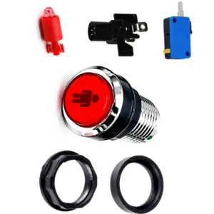 Pulsador Arcade LED Iluminado 33mm Bartop Cromado 1 Player Rojo