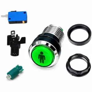Pulsador Arcade LED Iluminado 33mm Bartop Cromado 1 Player Verde