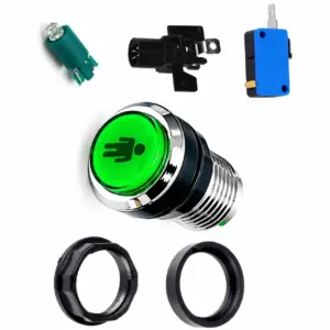 Pulsador Arcade LED Iluminado 33mm Bartop Cromado 1 Player Verde