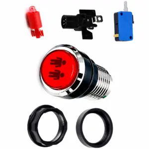 Pulsador Arcade LED Iluminado 33mm Bartop Cromado 2 Player Rojo