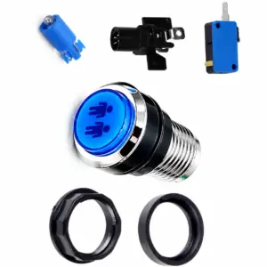 Pulsador Arcade LED Iluminado 33mm Bartop Cromado 2 Player Azul