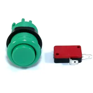 Pulsador Arcade Americano Cóncavo 28mm Verde con Microinterruptor
