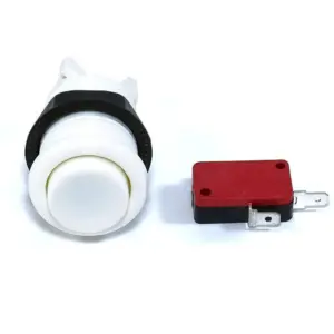 Pulsador Arcade Americano Cóncavo 28mm Blanco con Microinterruptor