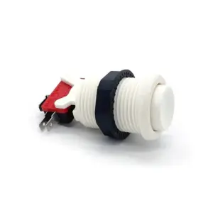 Pulsador Arcade Americano Cóncavo 28mm Blanco con Microinterruptor