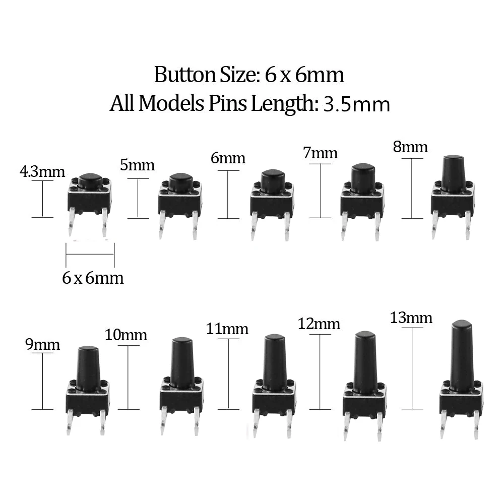 Pulsador Táctil 6x6x6 mm para PCB 4 Pines SPST-NO Momentáneo - Imagen 2